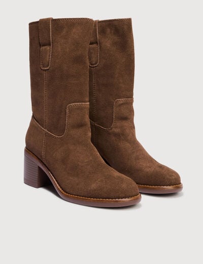 Bottes &agrave; talon marron fonc&eacute; femme