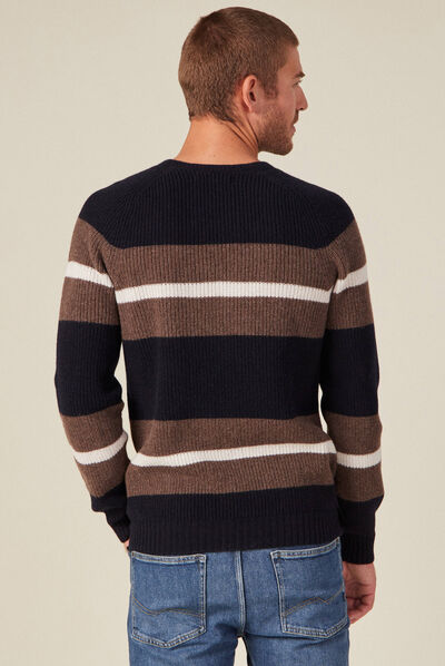Pull manches longues bleu marine homme