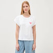 T-shirt droit col rond manches courtes blanc femme