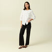 Chemise en coton manches 3/4 ecru femme