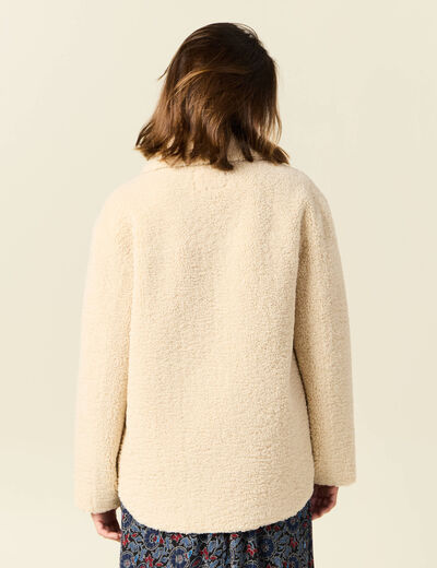 Manteau surchemise droit creme femme