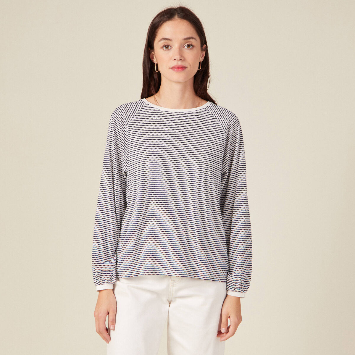 T-shirt manches longues ecru femme