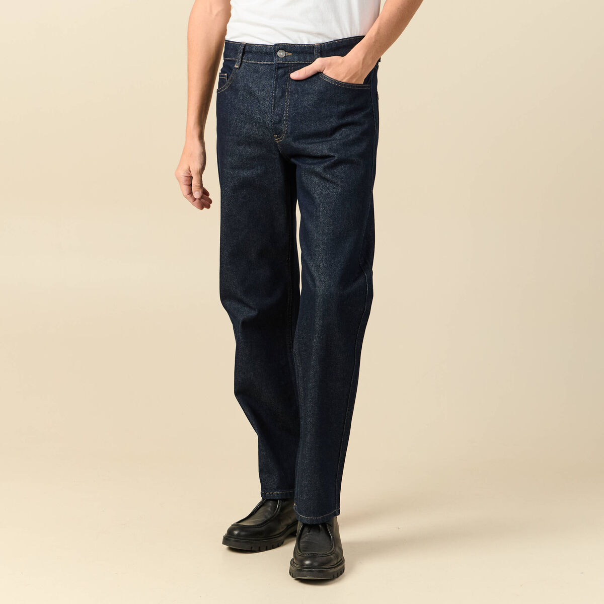 Jeans large relaxed denim brut clean homme