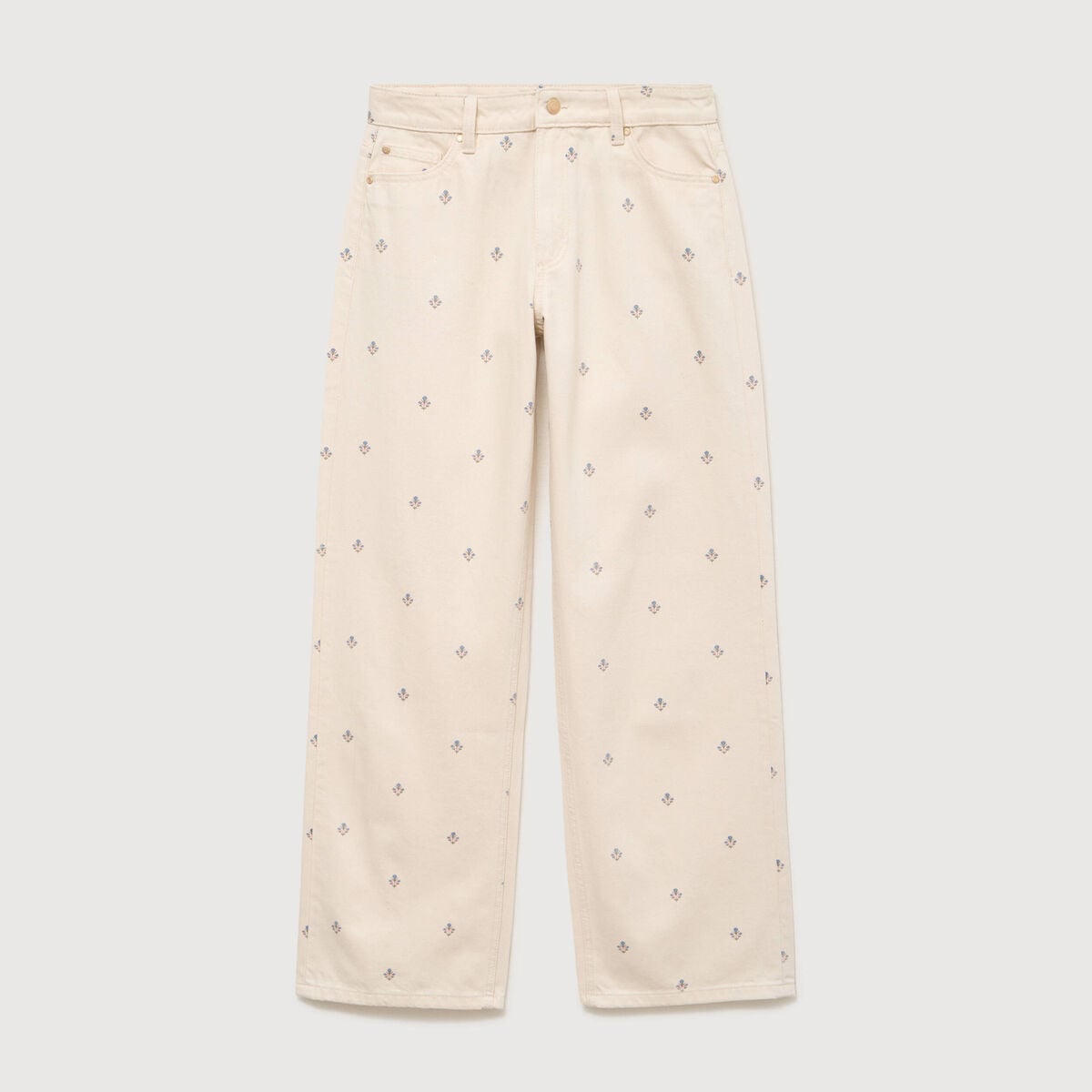 Jeans wide leg taille standard blanc femme