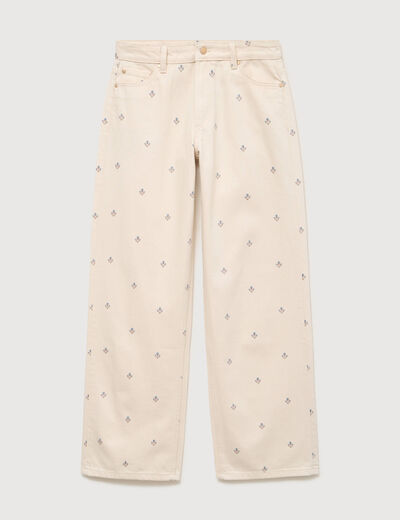 Jeans wide leg taille standard blanc femme