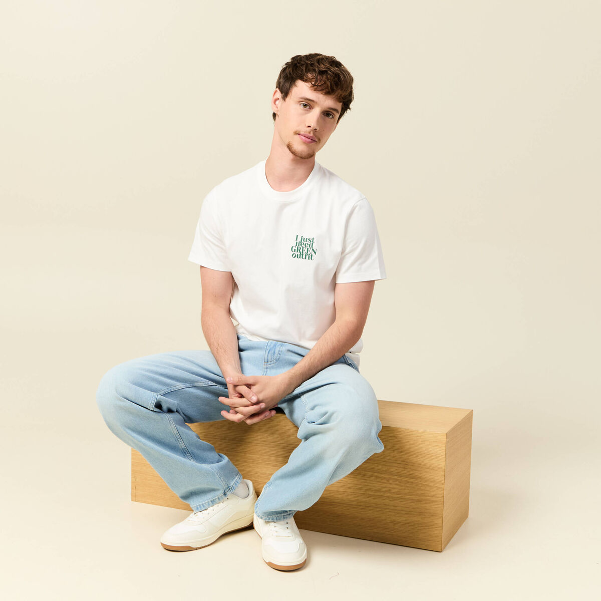 T-shirt en coton ecru homme