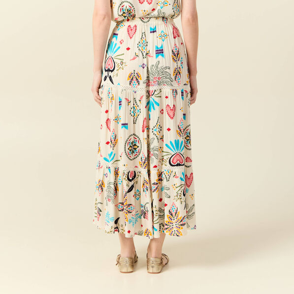 jupe longue evasee blanc femme Jupe longue évasée blanc femme