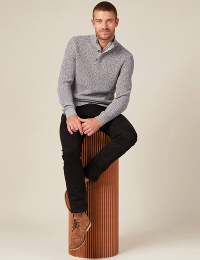 Pull manches longues gris foncé homme