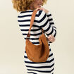 Sac demi-lune velours côtelé marron femme
