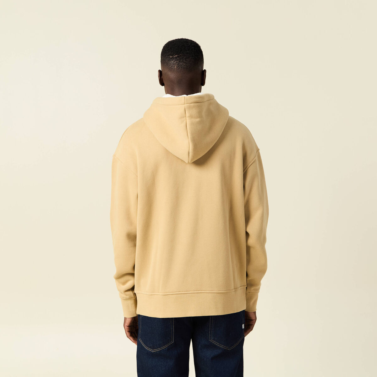 Sweat à capuche doublée beige homme