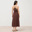 Robe bretelle col carr&eacute; en coton marron fonc&eacute; femme