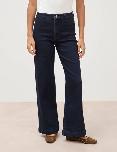 Jeans large taille haute denim brut rinse femme
