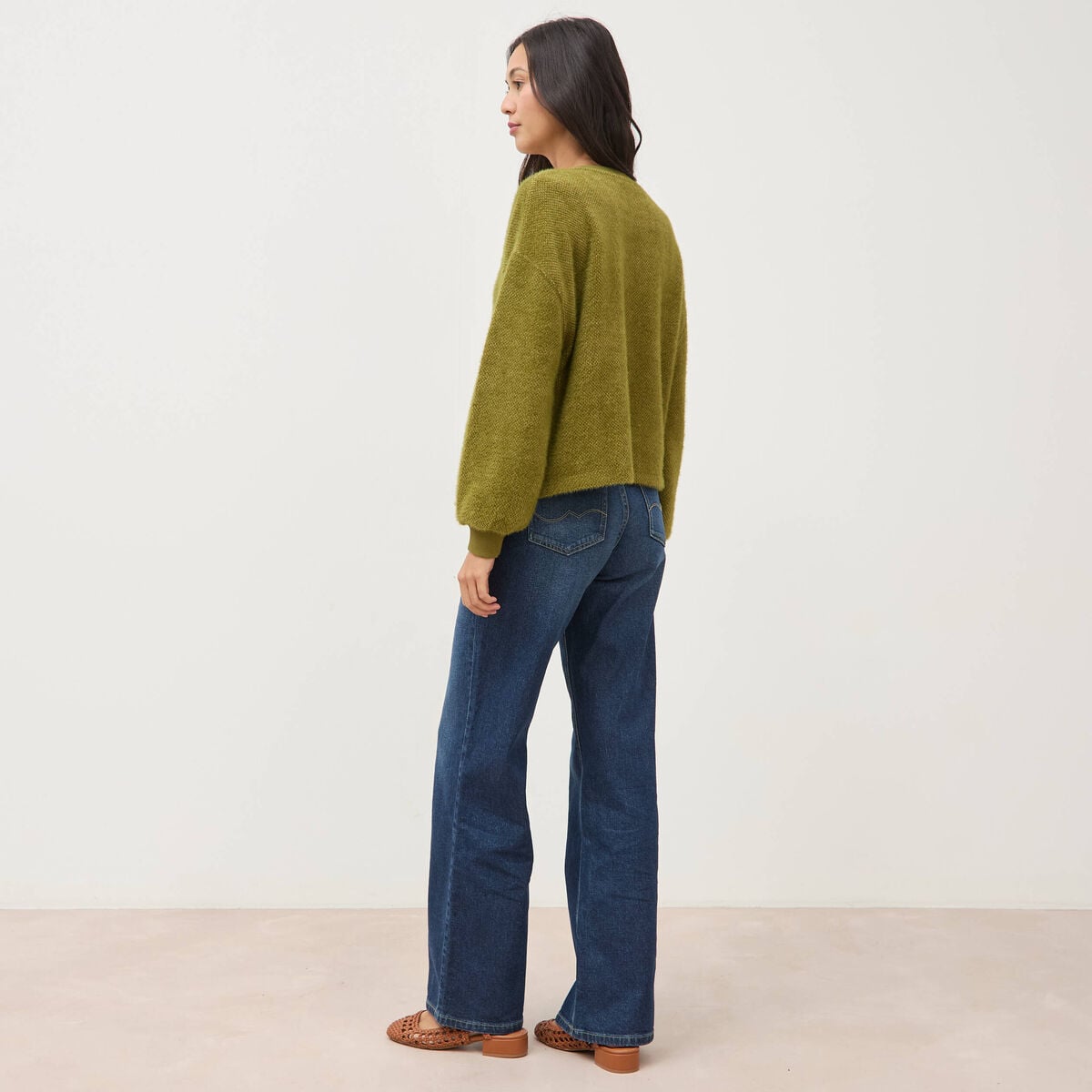 Sweat manches longues vert kaki femme
