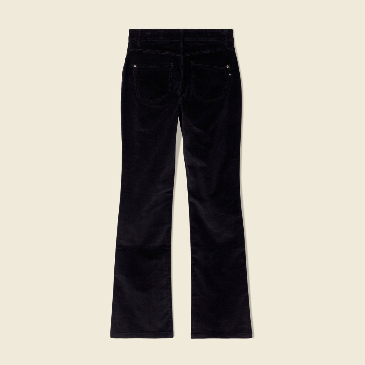 Pantalon bootcut velours noir femme