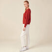 Pull manches longues sequins rouge foncé femme