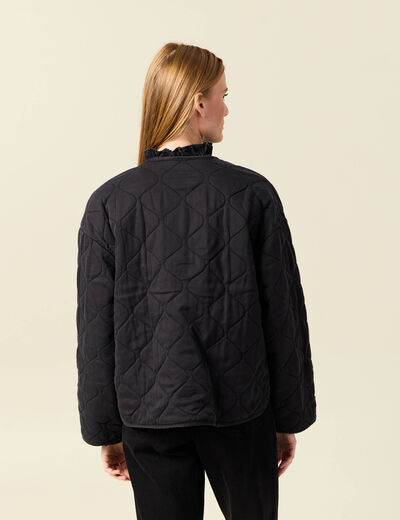 Veste oversize manches longues doubl&eacute;e gris fonc&eacute; femme