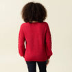 Pull ajouré col V manches longues rouge femme