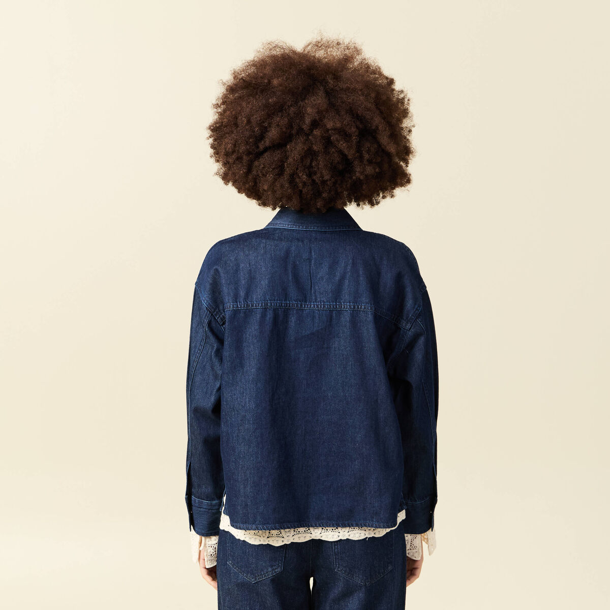 Chemise oversize en coton denim stone femme