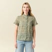 Chemise manches courtes vert kaki femme