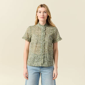 Chemise manches courtes vert kaki femme