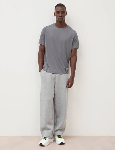 T-shirt col rond manches courtes gris fonc&eacute; homme