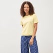 T-shirt droit col rond manches courtes jaune pastel femme