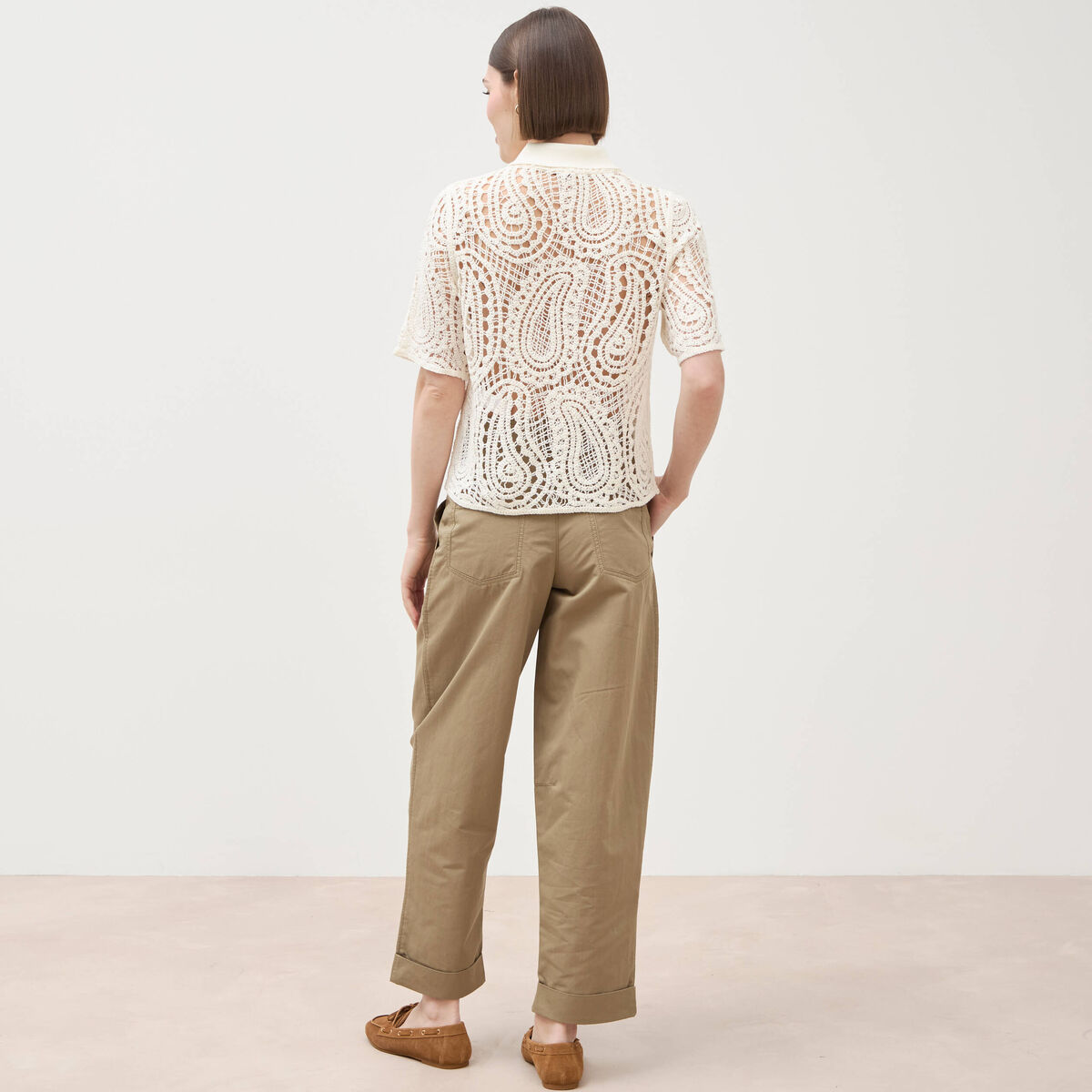 Polo coupe droite manches courtes ivoire femme