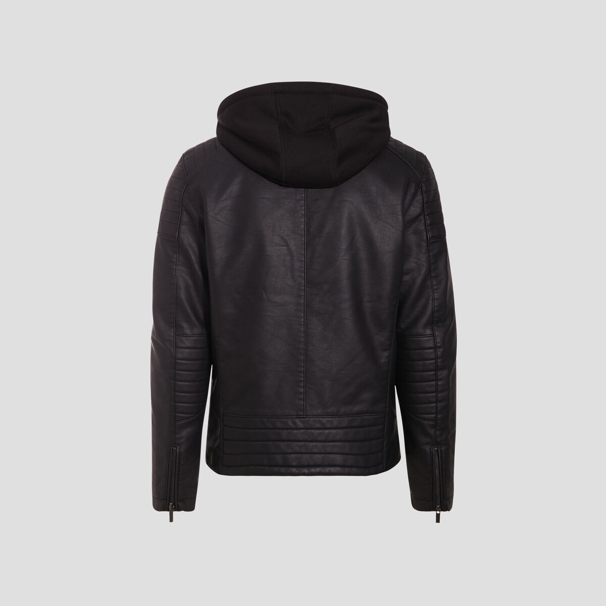 Veste droite avec capuche noir homme