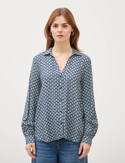 Blouse manches longues bleu marine femme