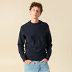 Pull fin manches longues col rond bleu marine homme