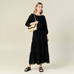 Jupe longue évasée brodée noir femme