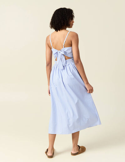 Robe longue trapèze bleu ciel femme
