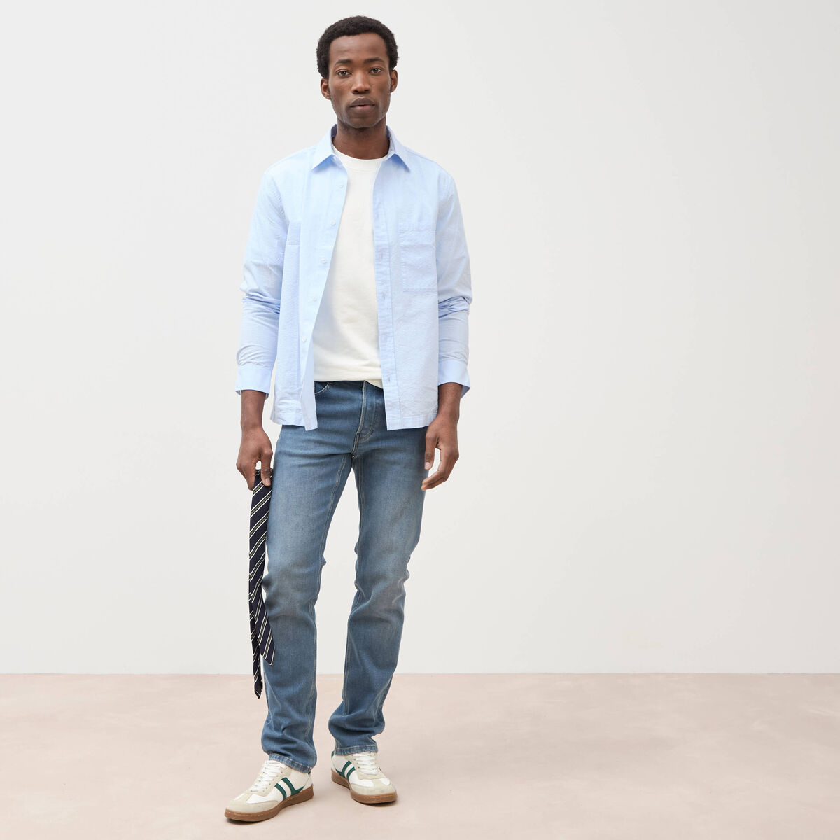 Jeans straight longueur 34 denim double stone homme