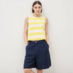 Short taille haute bleu marine femme