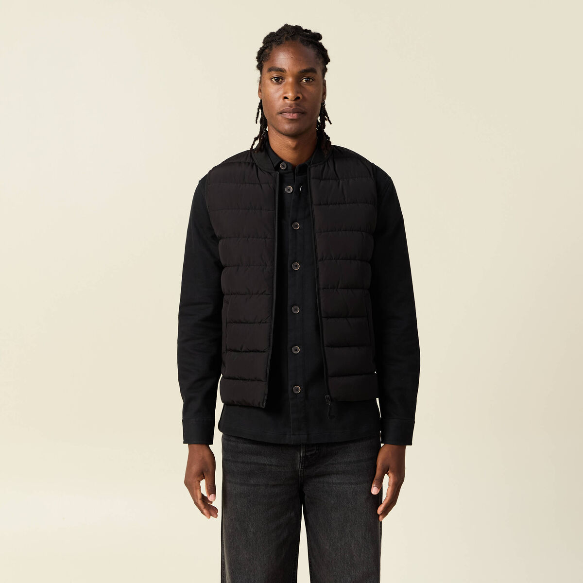 Doudoune courte sans manches noir homme