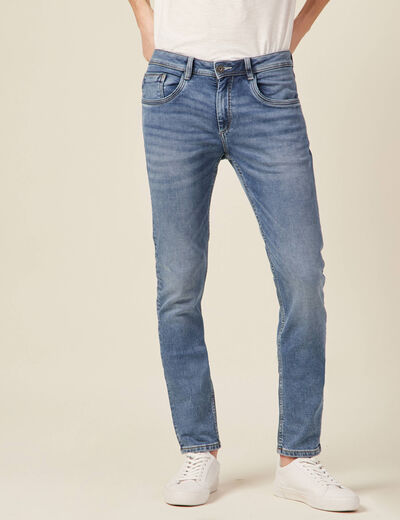 Jeans homme slim effet used denim double stone homme
