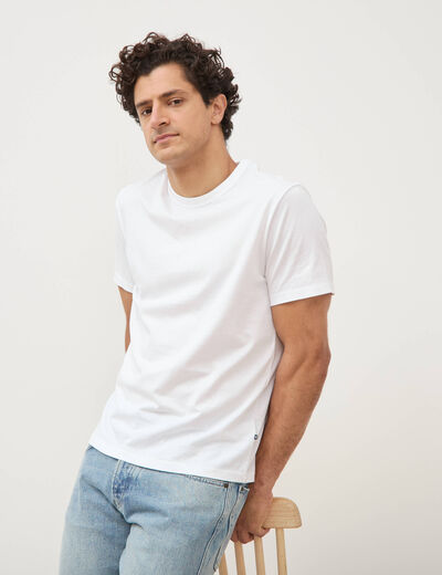 T-shirt en coton manches courtes blanc homme