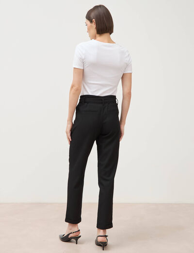 Pantalon paperbag noir femme