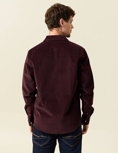 Chemise col classique manches longues bordeaux homme