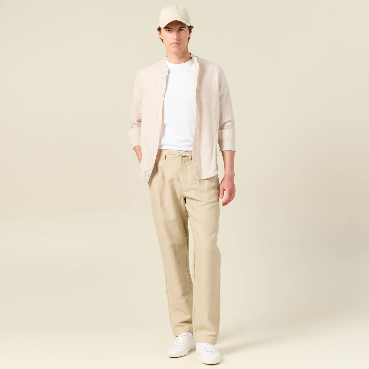 Pantalon chino straight beige homme
