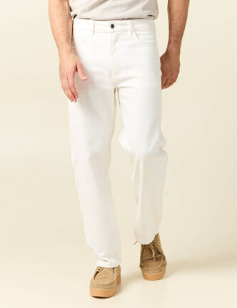 Jeans relax 5 poches denim blanc homme