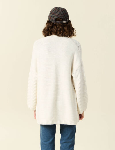 Gilet manches longues ecru femme