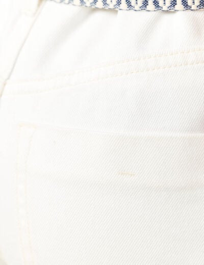 Short boyfriend ceinturé jean denim blanc femme