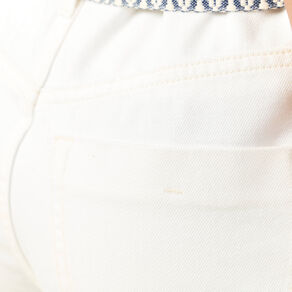 short boyfriend ceinture jean denim blanc femme Short boyfriend ceinturé jean denim blanc femme
