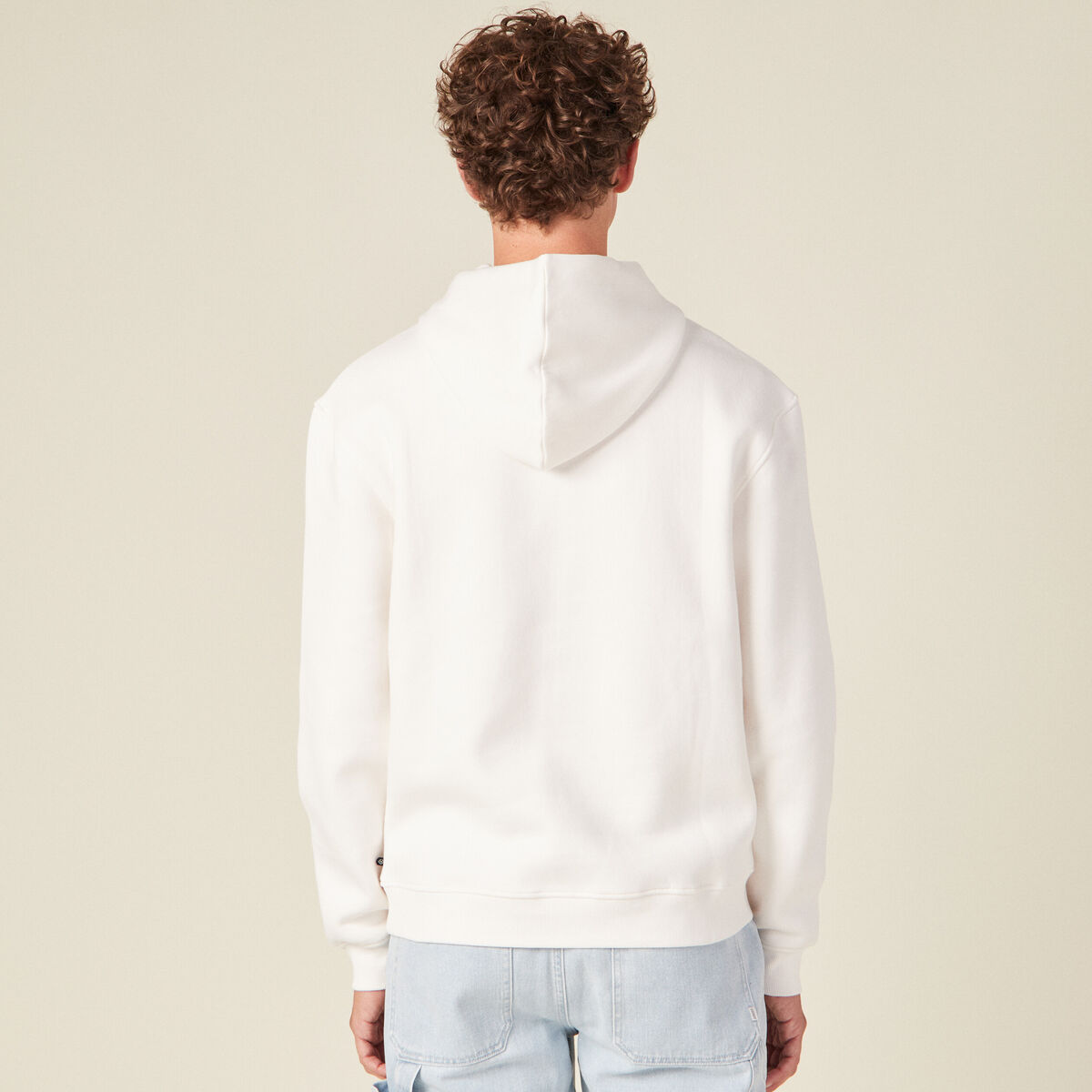 Sweat &agrave; capuche ecru homme