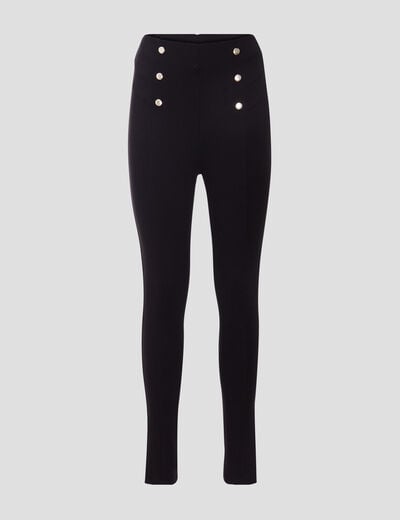 Pantalon jegging taille haute noir femme