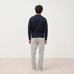 Pull manches longues col rond bleu marine homme