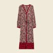 Robe midi chemise évasée rouge foncé femme