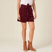Short paperbag velours prune femme