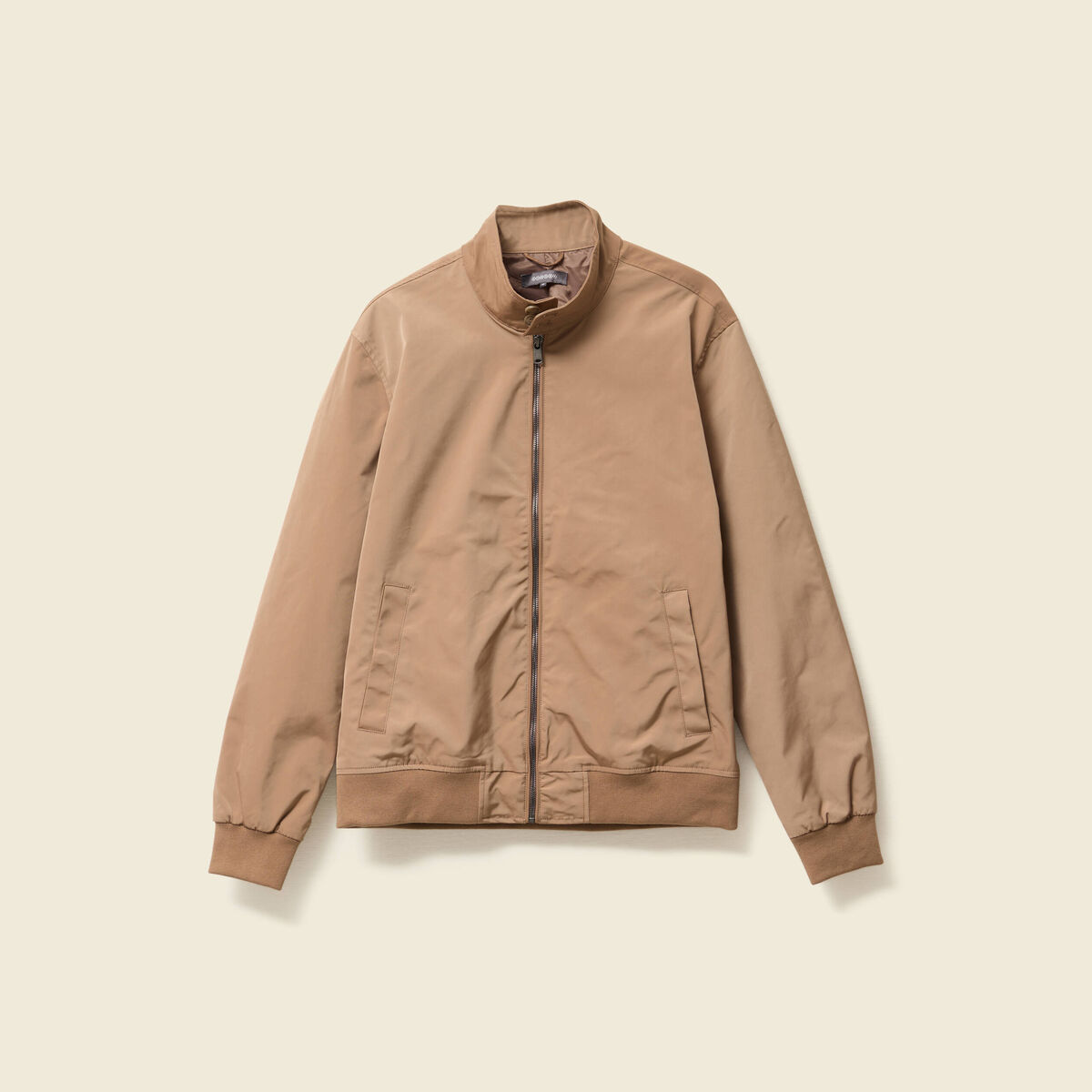 Blouson zipp&eacute; col montant taupe homme